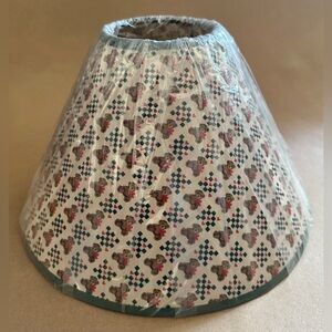 VTG 12” Lampshade Teddy Bear Checkered Red Cream Green Brown NOS Wrapped Chimney